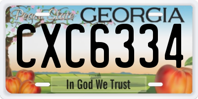 GA license plate CXC6334