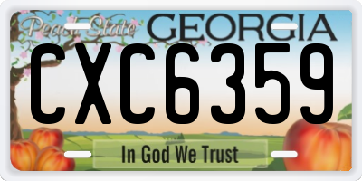 GA license plate CXC6359