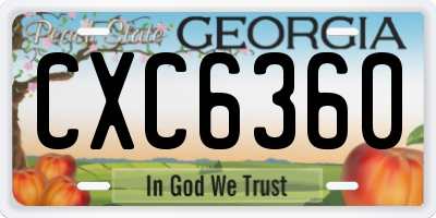 GA license plate CXC6360