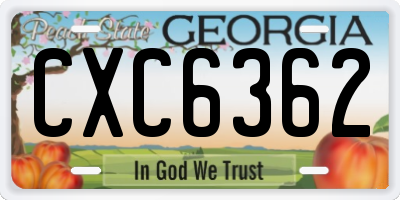 GA license plate CXC6362