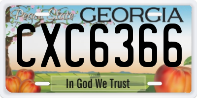 GA license plate CXC6366