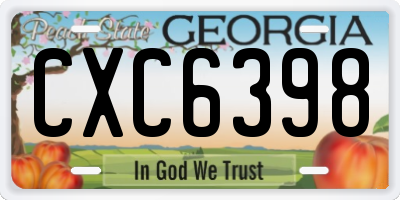 GA license plate CXC6398