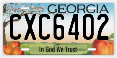 GA license plate CXC6402