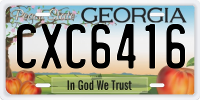 GA license plate CXC6416