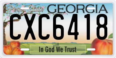 GA license plate CXC6418