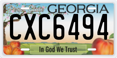 GA license plate CXC6494