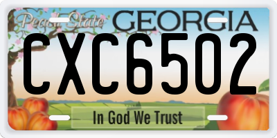 GA license plate CXC6502