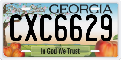 GA license plate CXC6629