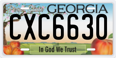 GA license plate CXC6630