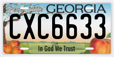 GA license plate CXC6633