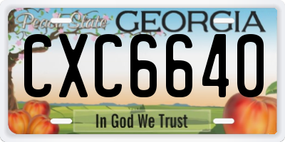 GA license plate CXC6640