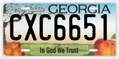 GA license plate CXC6651