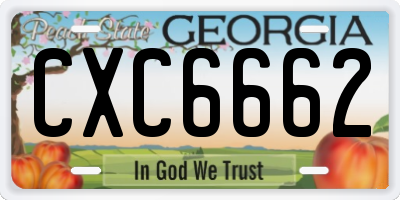 GA license plate CXC6662