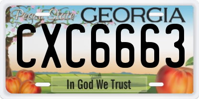 GA license plate CXC6663