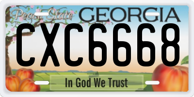 GA license plate CXC6668