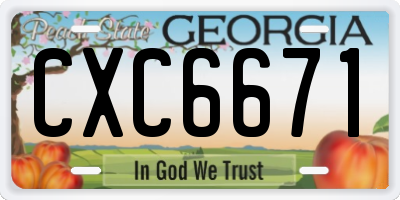 GA license plate CXC6671