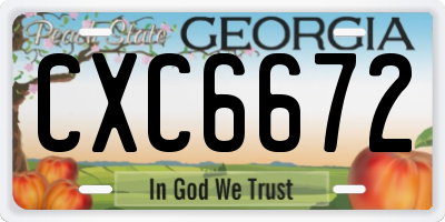 GA license plate CXC6672