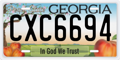 GA license plate CXC6694