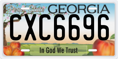 GA license plate CXC6696