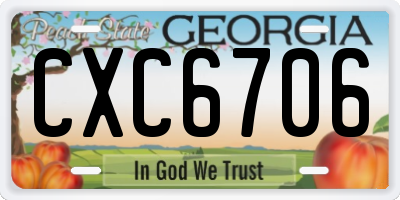 GA license plate CXC6706