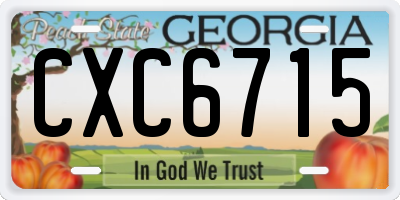 GA license plate CXC6715