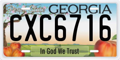 GA license plate CXC6716