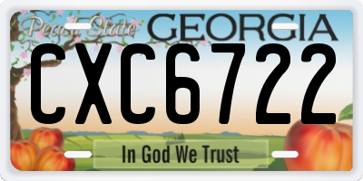 GA license plate CXC6722