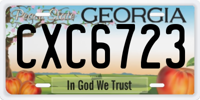 GA license plate CXC6723