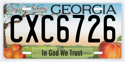 GA license plate CXC6726
