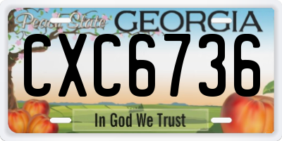 GA license plate CXC6736