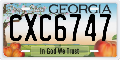 GA license plate CXC6747