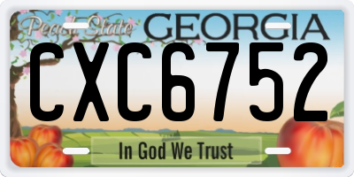 GA license plate CXC6752