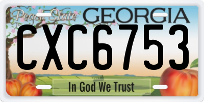 GA license plate CXC6753