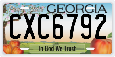 GA license plate CXC6792