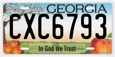 GA license plate CXC6793