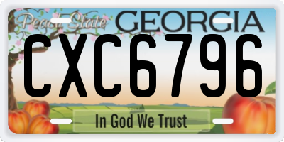 GA license plate CXC6796