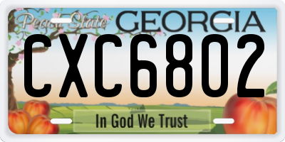GA license plate CXC6802