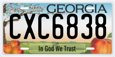 GA license plate CXC6838