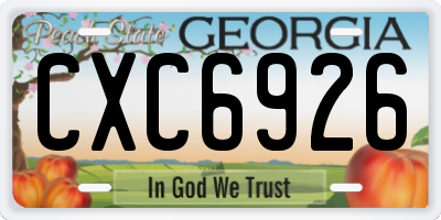 GA license plate CXC6926