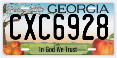 GA license plate CXC6928