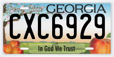 GA license plate CXC6929