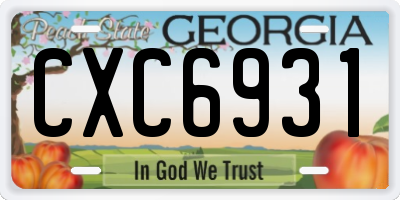 GA license plate CXC6931