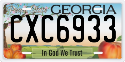 GA license plate CXC6933
