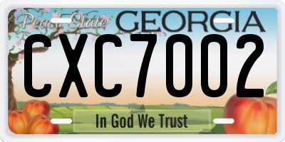 GA license plate CXC7002