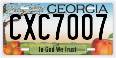 GA license plate CXC7007