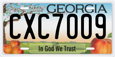 GA license plate CXC7009