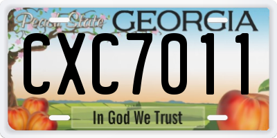 GA license plate CXC7011