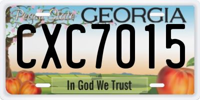 GA license plate CXC7015
