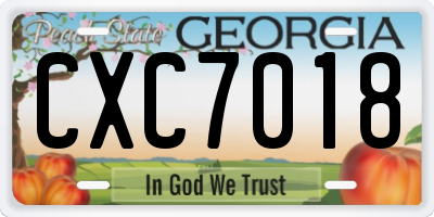 GA license plate CXC7018