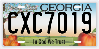 GA license plate CXC7019